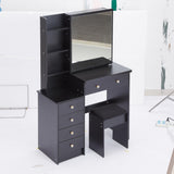 37" Middle Size Left Bedside Cabinet Vanity Table Cushioned Stool, Extra Large Right sliding W3258P293198