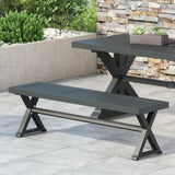 ZUN Outdoor Dining Bench, Antique Matte Black 69930.00BLK