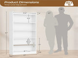 Wooden 6 Layer Modern Open Shelf Bookcase with Top Compartment, White 72050780