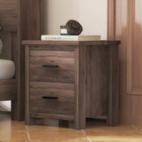 Vintage Two Drawer Nightstand, Simple and Generous Storage Space,Dark Walnut WF324088AAD