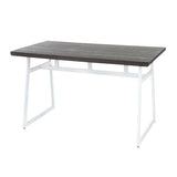 Geo Industrial Dining Table in Vintage White Metal and Espresso Wood-Pressed Grain Bamboo by B202P223351