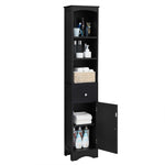 ZUN Tall Bathroom Cabinet, Freestanding Storage Cabinet with Drawer, MDF Board, Adjustable Shelf, Black WF289423AAB