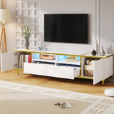 U-Can 70.9'' Modern TV Stand for TVs up to 80 Inches, Entertainment Center with 2 Shelves and LED N724P284377K