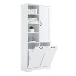 ZUN Bathroom Storage Cabinet with Doors and Drawers, Tilt-Out Laundry Hamper, Multiple Storage Space, WF530560AAK