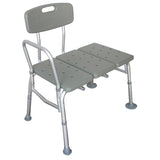 ZUN Medical Bathroom Safety Shower Tub Aluminium Alloy Bath Chair Transfer Bench with Back & Handle Gray 23066478