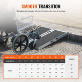 Portable Wheelchair Ramp, 2 ft 800 lbs Capacity, Non-Slip Aluminum Folding Threshold Ramp, Foldable T3342P363002