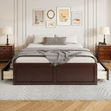 Wood Queen Size Platform Bed Frame with 6 Drawers, Espresso N709P241723P