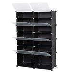 ZUN 7-Tier Portable 28 Pair Shoe Rack Organizer 14 Grids Tower Shelf Storage Cabinet Stand Expandable 95502788