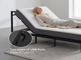 Adjustable Bed Frame with Massage Head & Foot Incline Twin XL Size Wireless Remote, two types of USB W1038P268075
