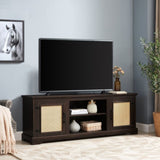 Farmhouse Rattan TV Stand Console Table for TVs up to 70 Inches, TV Console Table with 2 Storage W1758P178931