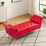 ZUN Red, PU Leather, Metal Feet Upholstered Ottoman Bedroom Lounge Ottoman Flip Top Storage Sofa Bench 22859043