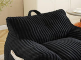 Giant Plush Bean Bag Chair for Adults with Armrests and Footstool -- Comfy Black Beanbag Chaise W1117P309394