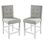 ZUN Set of 2pc Counter Height Dining Chairs Antique White Solid wood Dining Room Furniture Tufted Back B011108519