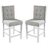 ZUN Set of 2pc Counter Height Dining Chairs Antique White Solid wood Dining Room Furniture Tufted Back B011108519