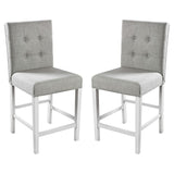 Set of 2pc Counter Height Dining Chairs Antique White Solid wood Dining Room Furniture Tufted Back B011108519