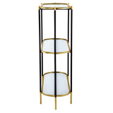 48.5x16.5x50" 3-Tier Metal Console Table, Black Gold Mirrored Shelf W2078125787