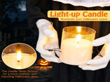 5.3 FT Life Size Halloween Animated Nun Prop with Flickering LED Candle, Freestanding Scary Sister 49120155
