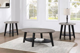 ZUN Contemporary Gray 3-Piece Cocktail Set Oval Coffee Table and Two Matching Round End Tables Living B011P244333