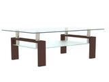 Glass Coffee Table, 38.6" Modern Rectangle Side Center Tables with Clear Tempered Glass Top for 15815600