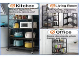 4-Tier Heavy Duty Metal Rack Foldable Shelf Organizer, Kitchen Storage Cart with Lockable Wheel 16713221