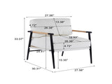 27.56" Modern Accent Chair with Plush Cushions, Minimalist Metal Frame, and Wooden Armrest Design N767P215306B