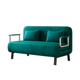 velvet Antique Green 55 Convertible Chair Bed, Tri-Fold Sofa Bed with Adjustable Backrest & Pillow, W1767P192809