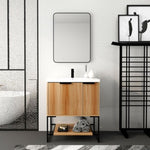 ZUN 30 Inch Freestanding Bathroom Vanity With Resin Basin,30x18, W999P181591