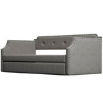 ZUN Upholstered Daybed with Trundle, Wood Slat Support,Upholstered Frame Sofa Bed , Twin,Gray 12034564