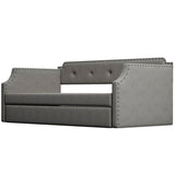 ZUN Upholstered Daybed with Trundle, Wood Slat Support,Upholstered Frame Sofa Bed , Twin,Gray 12034564
