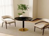 Round Modern Tulip Dining Table 31.5", Sintered Stone Top with Aluminum Alloy Edge, stainless steel W3316P457300