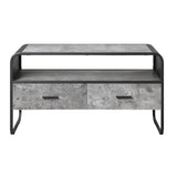 ZUN Concrete Grey and Black 2-drawer TV Stand B062P186514