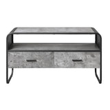 Concrete Grey and Black 2-drawer TV Stand B062P186514