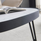 ZUN Modern coffee table,black metal frame with sintered stone tabletop 49889563