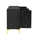 60" Sideboard Buffet Cabinet Handleless Press-to-Open Design,Carved Credenza Storage Cabinet with 4 W2696P279985