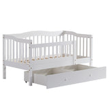 Vertical Fence White Painted Pine Toddler Bed with Bottom Drawer and Side Car Bed 73292945
