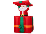 Rising Santa with Gift Box Inflatable 3.6ft, 190D Polyester Christmas Yard Decor with 2 LED Lights, 31245621