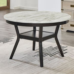 ZUN Mella Round Wood Dining Table with Shelf, 48" Faux Marble Top, Dark Espresso Finish T2574P246578