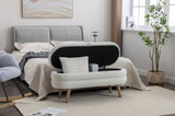 036-Velvet Fabric Storage Bench Bedroom Bench With Wood Legs For Living Room Bedroom Indoor,Ivory 00126877
