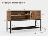 Rustic Brown Sideboard with 2 AC Outlets & 2 USB Ports, Charging Buffet Cabinet with Wine Rack 50254503
