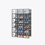 18-Piece Medium Black Plastic Mesh Shoe Box Set - 35.00*25.00*19.00cm, Modular Design for Home 06037531