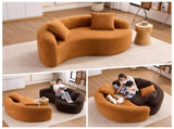 LY-042 S-Curved Chenille Sectional Sofa Dual-Depth , Orange, No Assembly, Compact W2231P329720
