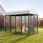 ZUN Large Dog Kennel Outdoor Pet Pens Dogs Run Enclosure Animal 8'L x 4'W x 5.6'H T3210P294080