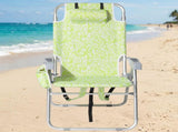 1 PCS Aluminum Beach Chair, 15 Inch Seat Height Yellow Tribal Pattern, 5-Position Adjustable 13954570