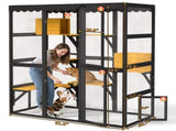 Cat Catio Outdoor Cat Enclosure for Multiple Indoor Outdoor Cats, Large Wooden Walk-in Cat House 75416411