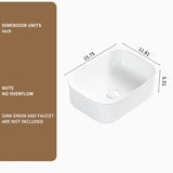 Bathroom Vessel Sink, Rectangle Basin Above Counter White Stone Resin Small Vanity Sink Washing Art W3402P326471