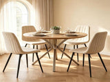 Set of 4 Mid-Century Modern Upholstered Dining Chairs, High Resilience Sponge Curved Seat Sturdy 68870185