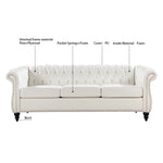 ZUN 84.65" Rolled Arm Chesterfield 3 Seater Sofa W68061097