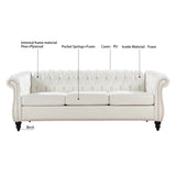 ZUN 84.65" Rolled Arm Chesterfield 3 Seater Sofa W68061097