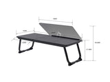 Folding Table with Adjustable Tilt Top and Foldable Legs, Black Woodgrain 14955600