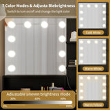 Large Makeup Vanity with Lights, Vanity Table with Charging Station, Vanity Desk with Mirror and 10 34862814